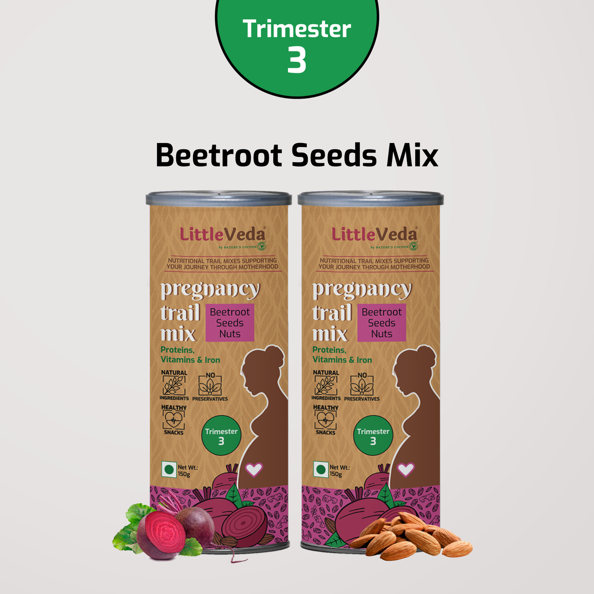 Pregnancy Trail Mix Beetroot, Nuts & Seeds Bundle (Pack of 2) LittleVeda
